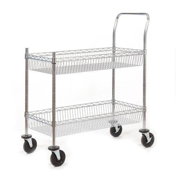 Chrome Plated Wire Trolley with Trays - Warehouse Storage Products