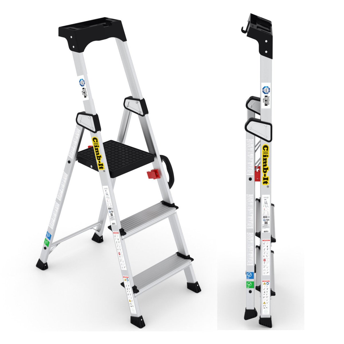 Climb - It Professional Aluminium Stepladders with Carry Handle - Warehouse Storage Products