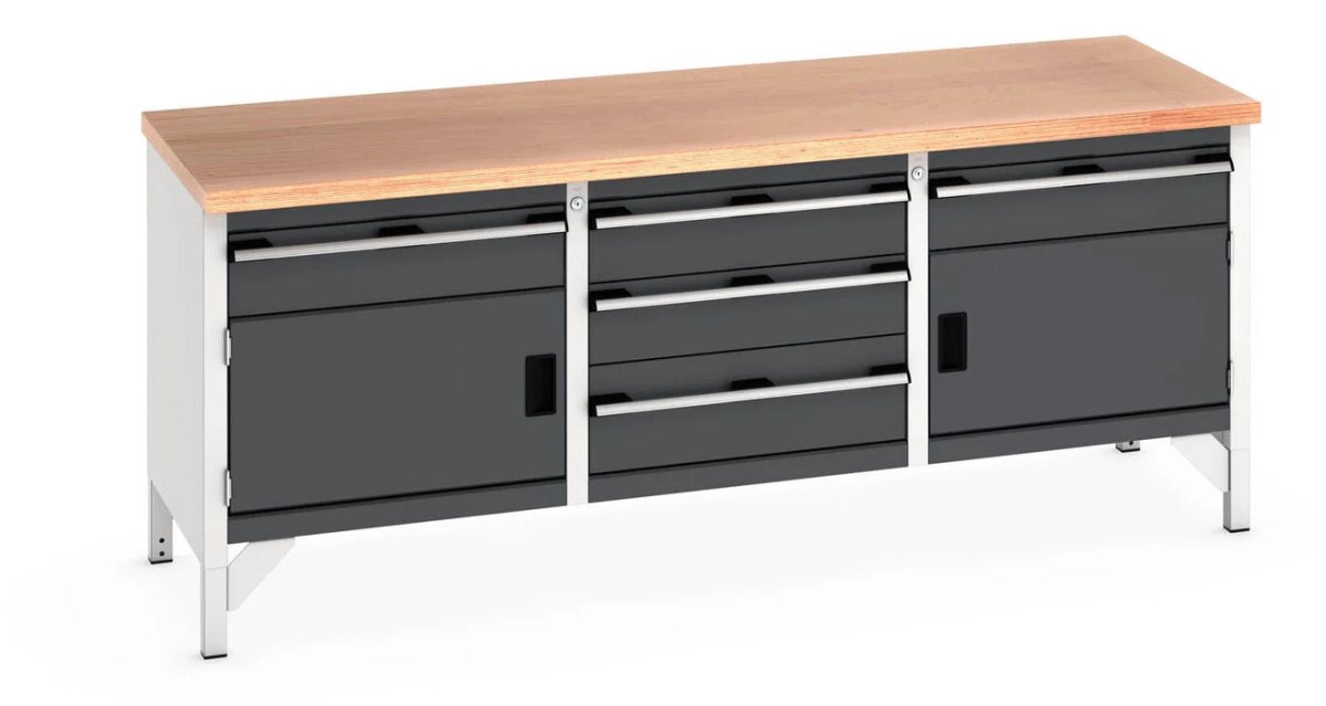 Cubio Storage Benches with 1 Drawer & 2 x 350mm Cupboards - Warehouse Storage Products