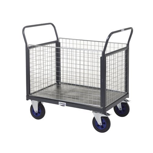 Heavy Duty Platform Trucks with Zinc Plated Mesh Sides & Ends - Warehouse Storage Products