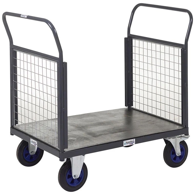 Heavy Duty Platform Trucks with Zinc Plated Mesh Sides & Ends - Warehouse Storage Products