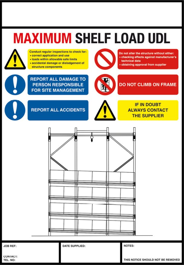 Weight Load Notices - Warehouse Storage Products