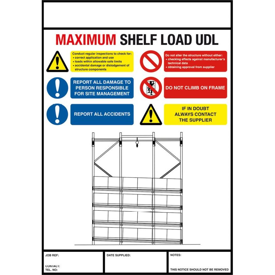 Weight Load Notices - Warehouse Storage Products