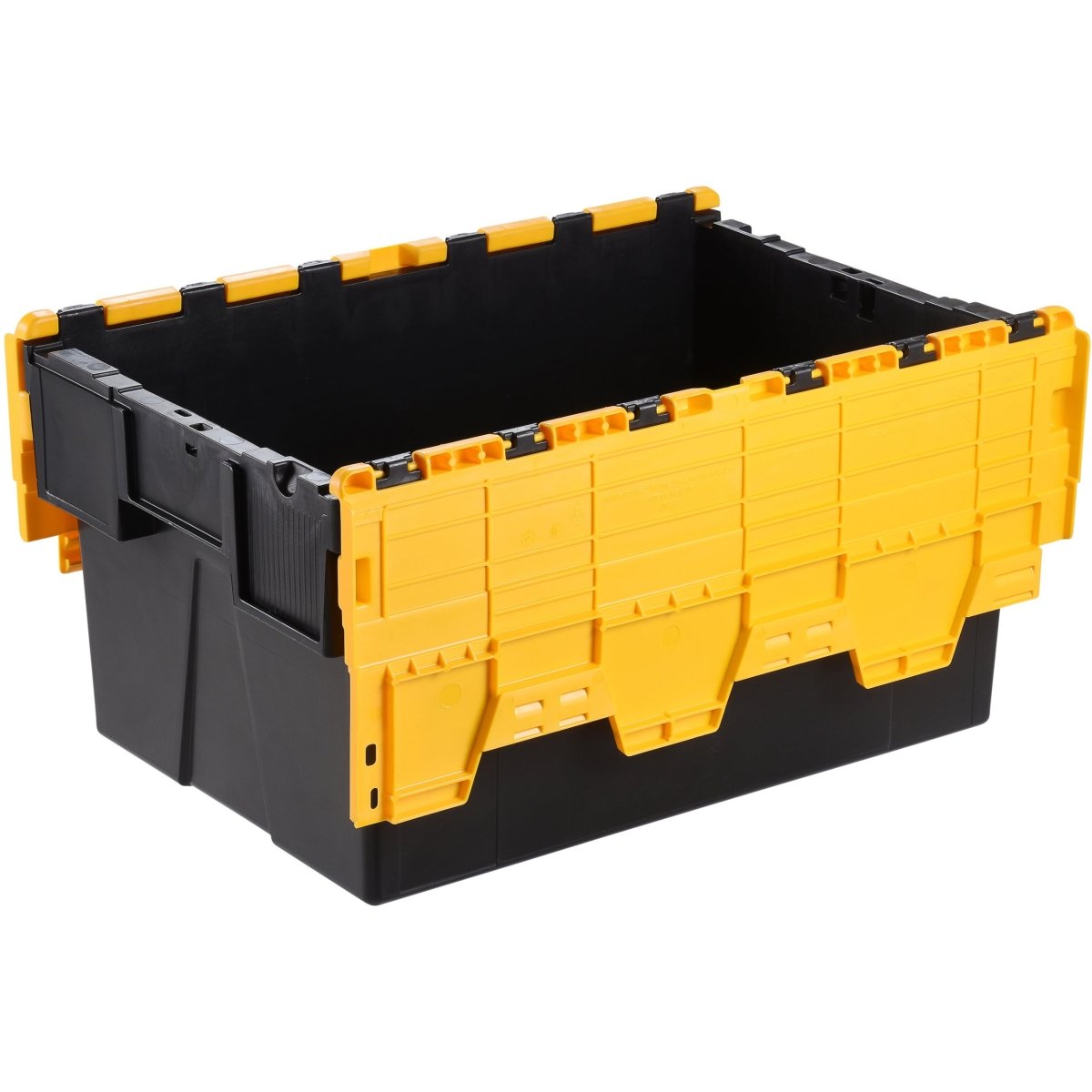 Attached Lid Euro Storage Container With Coloured Lids - Warehouse Storage Products