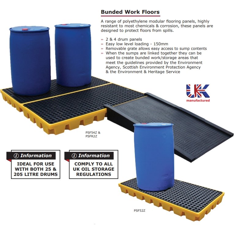Bunded Work Floors For Drum Spillage - Warehouse Storage Products