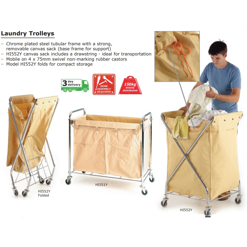 Chrome Plated Folding Laundry Trolley - Warehouse Storage Products