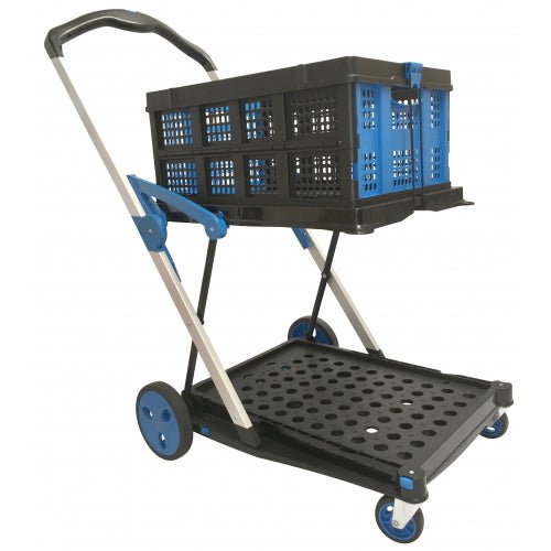 Clever Folding Trolley with Folding Box 70kg Capacity - Warehouse Storage Products