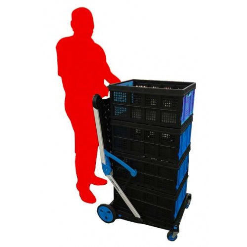 Clever Folding Trolley with Folding Box 70kg Capacity - Warehouse Storage Products