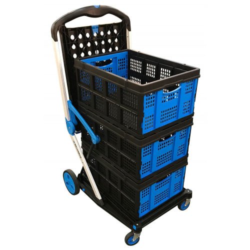 Clever Folding Trolley with Folding Box 70kg Capacity - Warehouse Storage Products