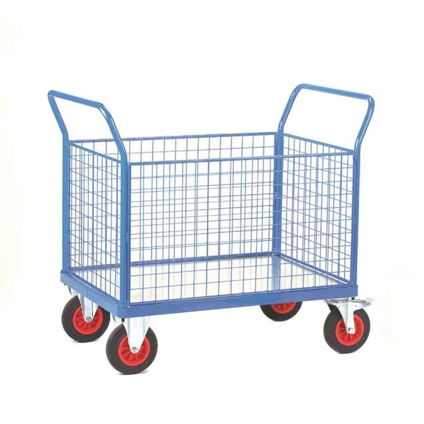 Fort Galvanised Platform Trucks with Four Mesh Sides - Warehouse Storage Products