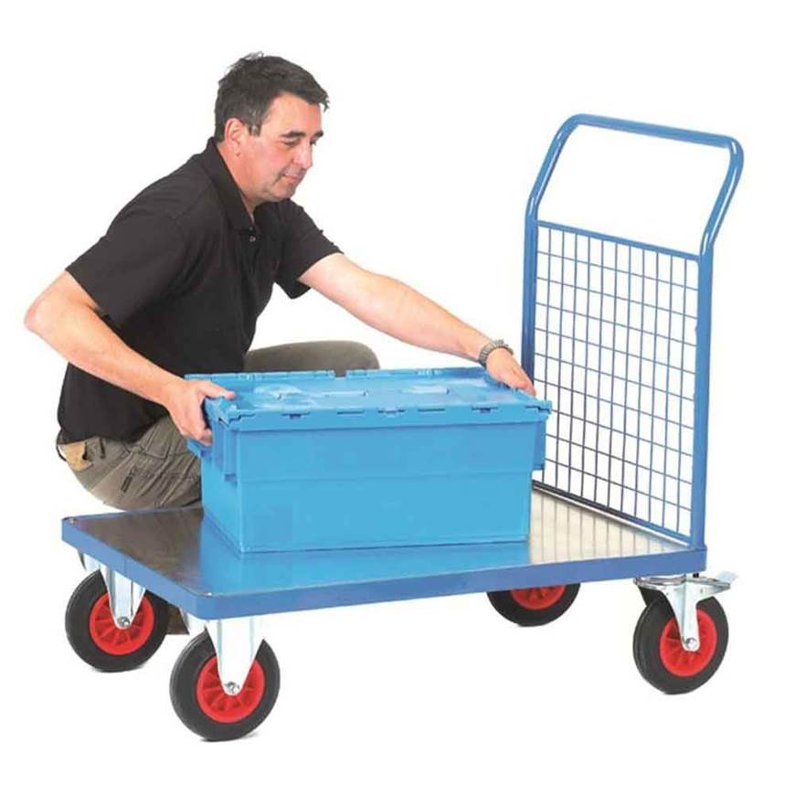 Fort Galvanised Platform Trucks with Single Mesh End - Warehouse Storage Products