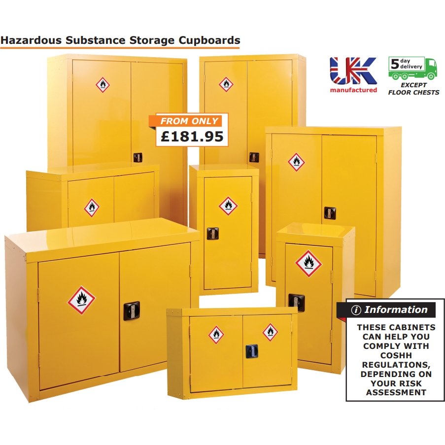 Hazardous Substance Storage Floor Cabinet / Cupboard - Warehouse Storage Products