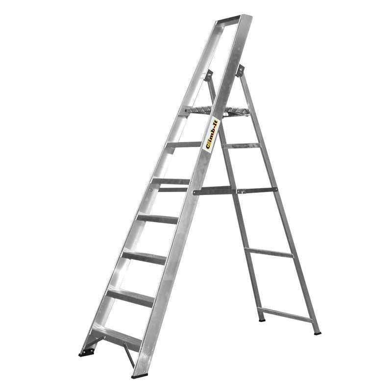 Heavy Duty Aluminium Platform Stepladders (Handrails Available) - Warehouse Storage Products