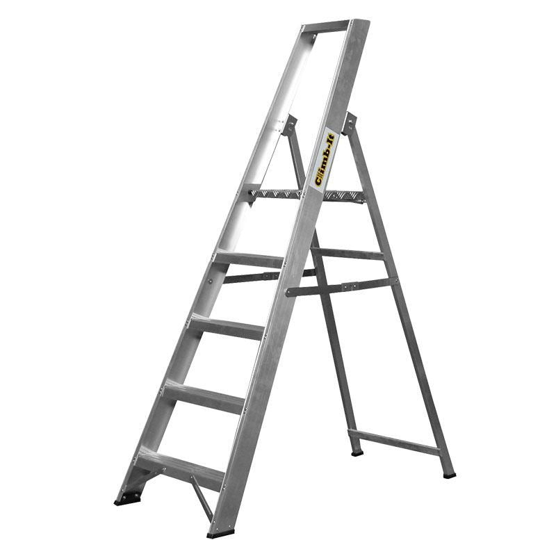 Heavy Duty Aluminium Platform Stepladders (Handrails Available) - Warehouse Storage Products