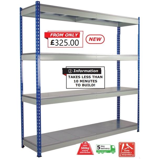 Heavy Duty Rivet Shelving with Solid Steel Decking - Warehouse Storage Products