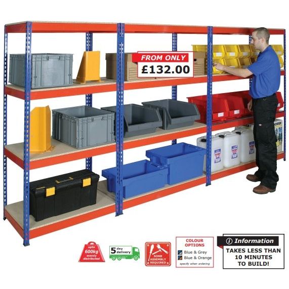 Heavy Duty Wide Rivet Shelving - Warehouse Storage Products