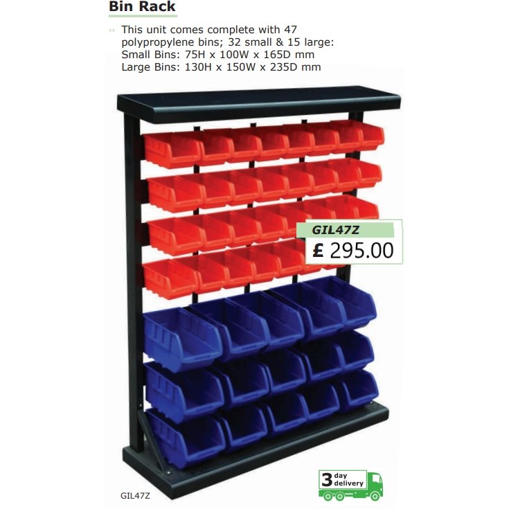 Lin Bin Rack With 47 Bins