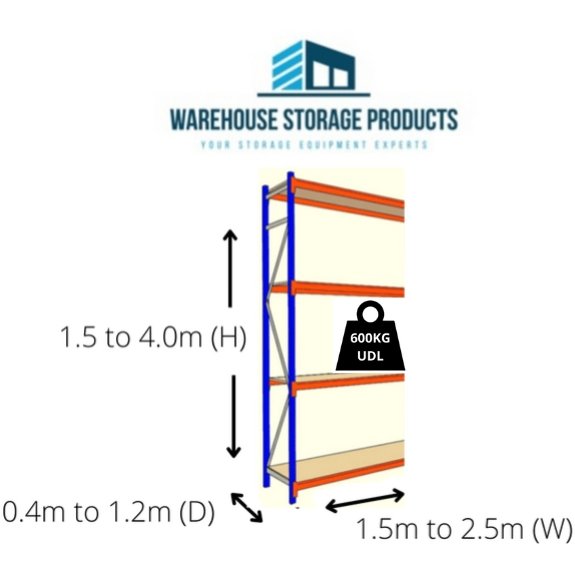 Longspan Racking 4 Shelf Add-on Bay 2.5m (H) - Warehouse Storage Products