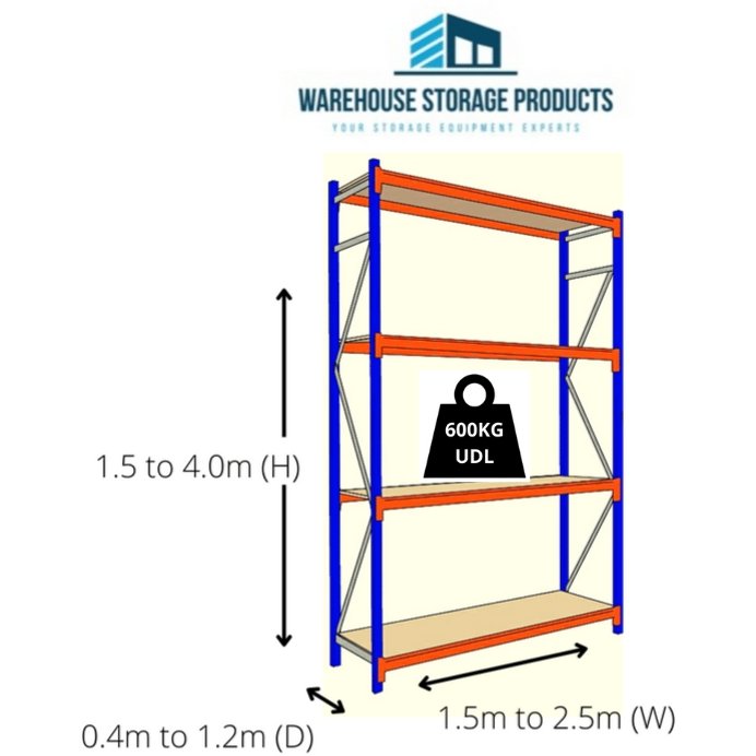Longspan Racking 4 Shelf Starter Bay 1.5m (H) - Warehouse Storage Products