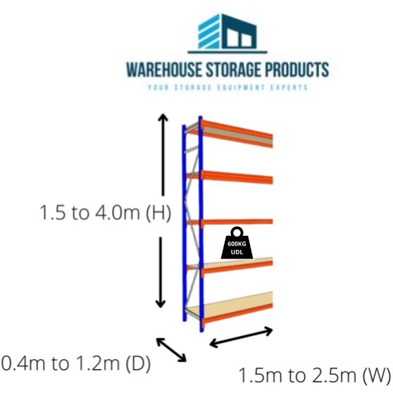 Longspan Racking 5 Shelf Add-on Bay 2.5m (H)