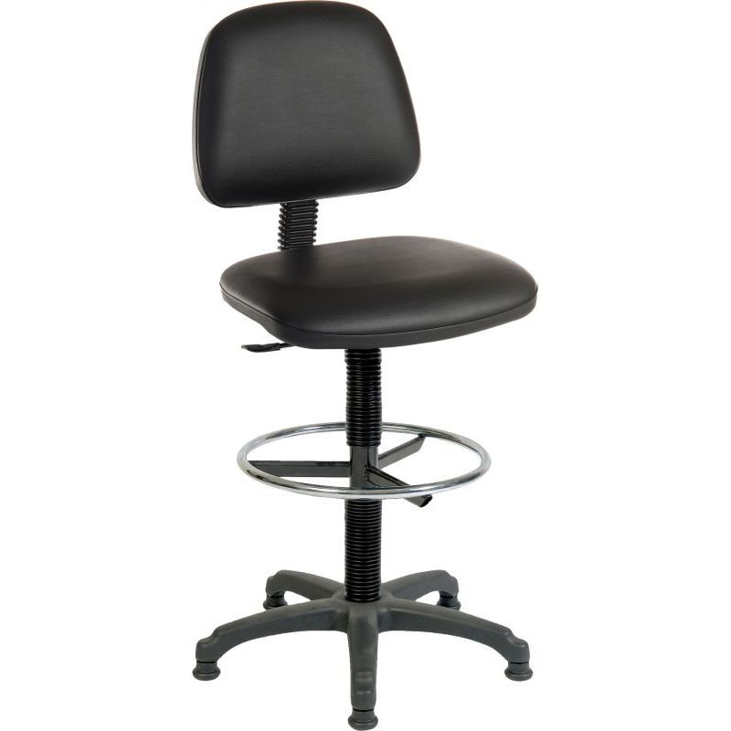 Office Deluxe Draughter Ergo Blaster Operator Chair Black & Blue (PU) - Warehouse Storage Products