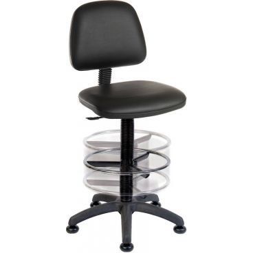 Office Deluxe Draughter Ergo Blaster Operator Chair Black & Blue (PU) - Warehouse Storage Products