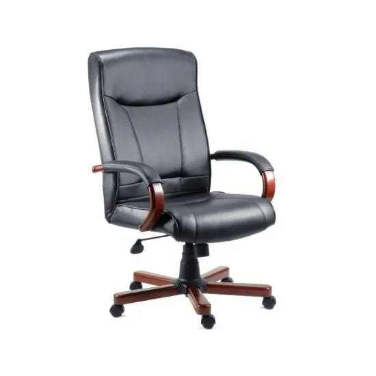 Office Kingston Executive Black Leather Faced Chair - Warehouse Storage Products