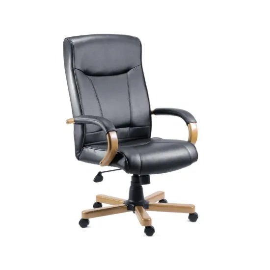 Office Kingston Executive Black Leather Faced Chair - Warehouse Storage Products