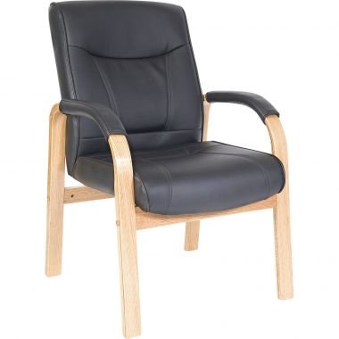 Office Kingston Visitor Black Leather Faced Chair - Warehouse Storage Products