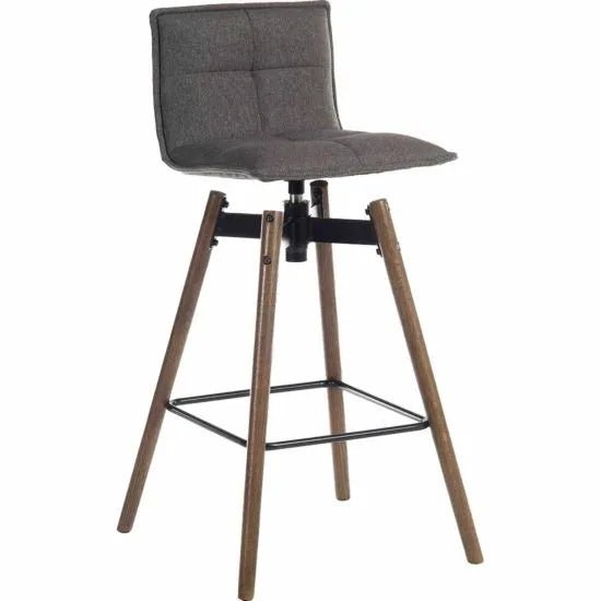 Office Spin Barstool Grey with Wooden Legs - Warehouse Storage Products