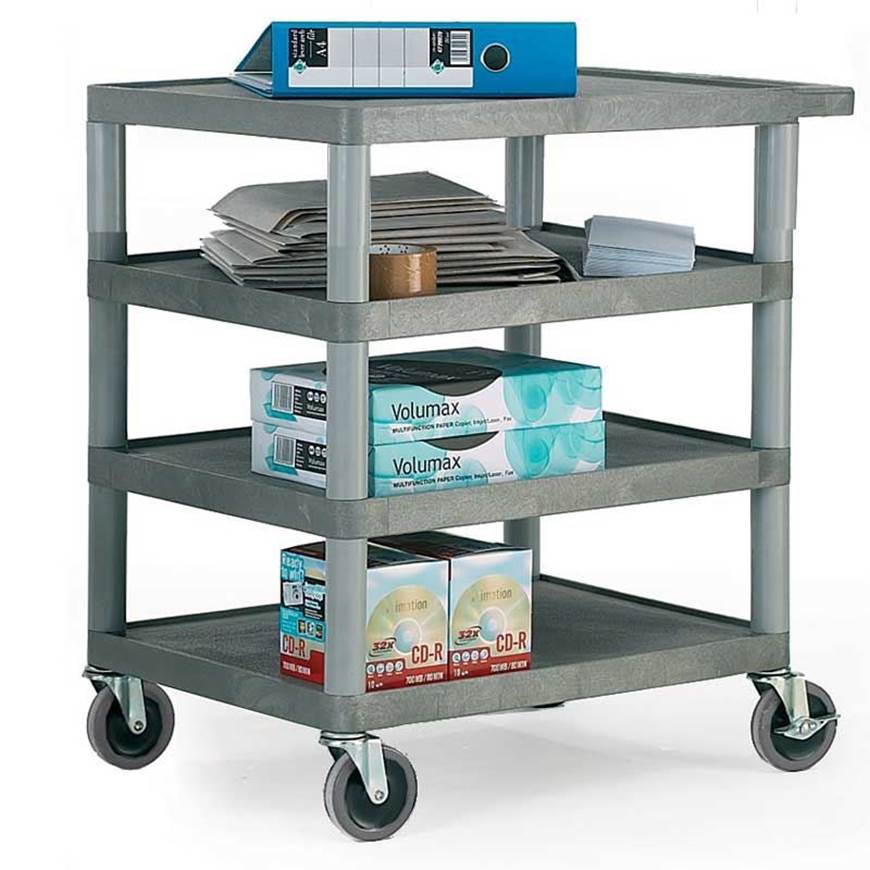 Standard Grey 4 Shelf Trolley - Warehouse Storage Products