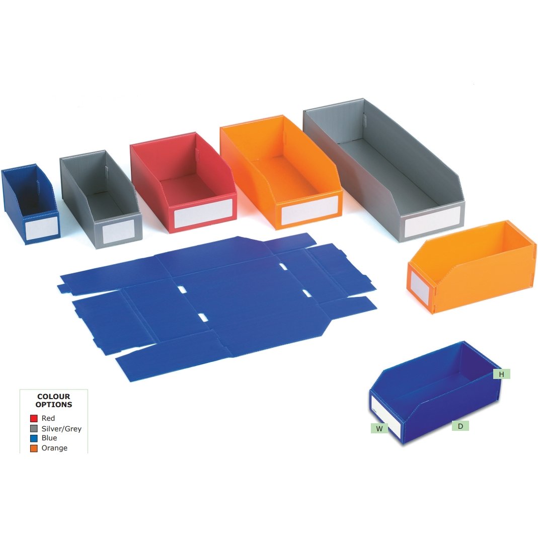 Strong Plastic Bins For Trolleys or Shelves 200mm Packs of 25 - All 100mm High - Warehouse Storage Products