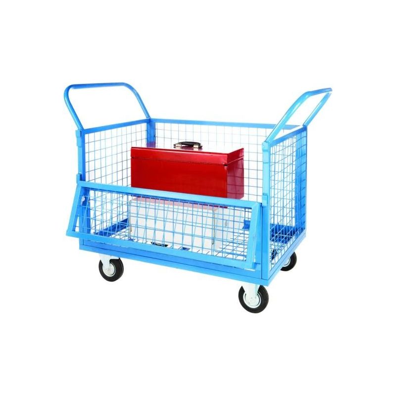 Wire Mesh Truck With Drop Down Side - 250kg Load - Warehouse Storage Products