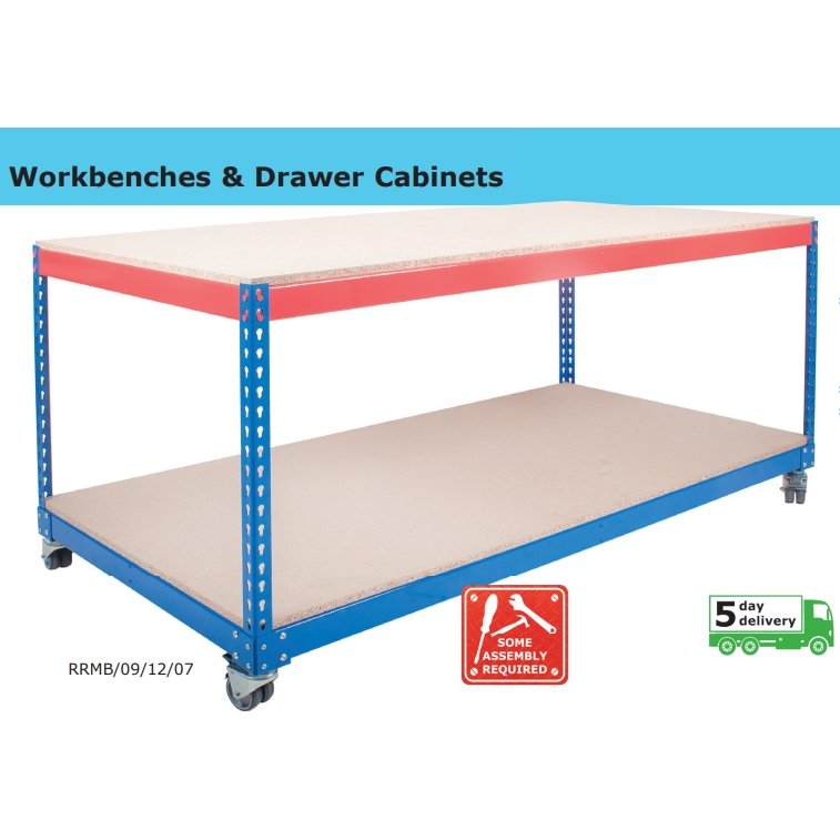 WSP's 2 Tier Heavy Duty Mobile Bench - Warehouse Storage Products