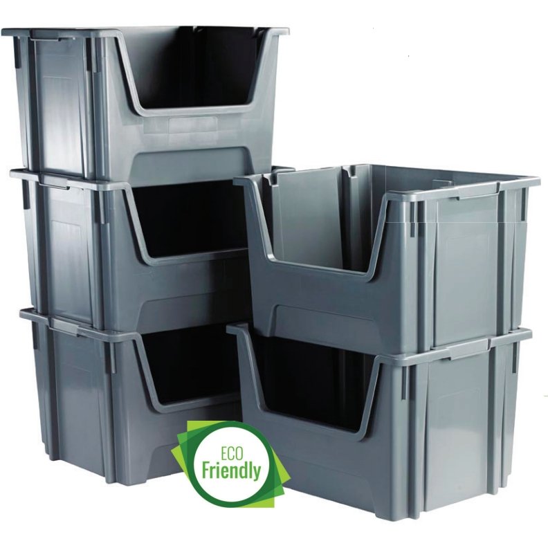 XStore Large Stacking & Nesting Containers 5 Pack - Warehouse Storage Products